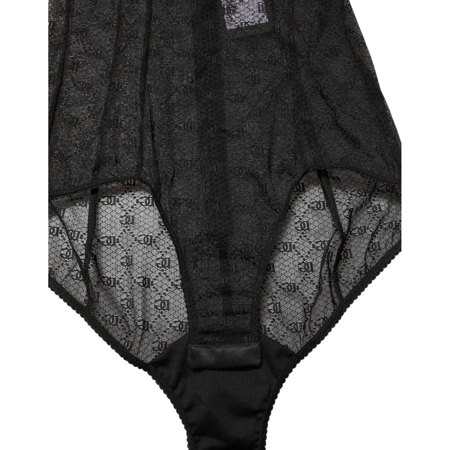 Dolce & Gabbana Black Nylon Stretch Bodysuit Lingerie Underwear with logo details and smooth figure-enhancing fit.