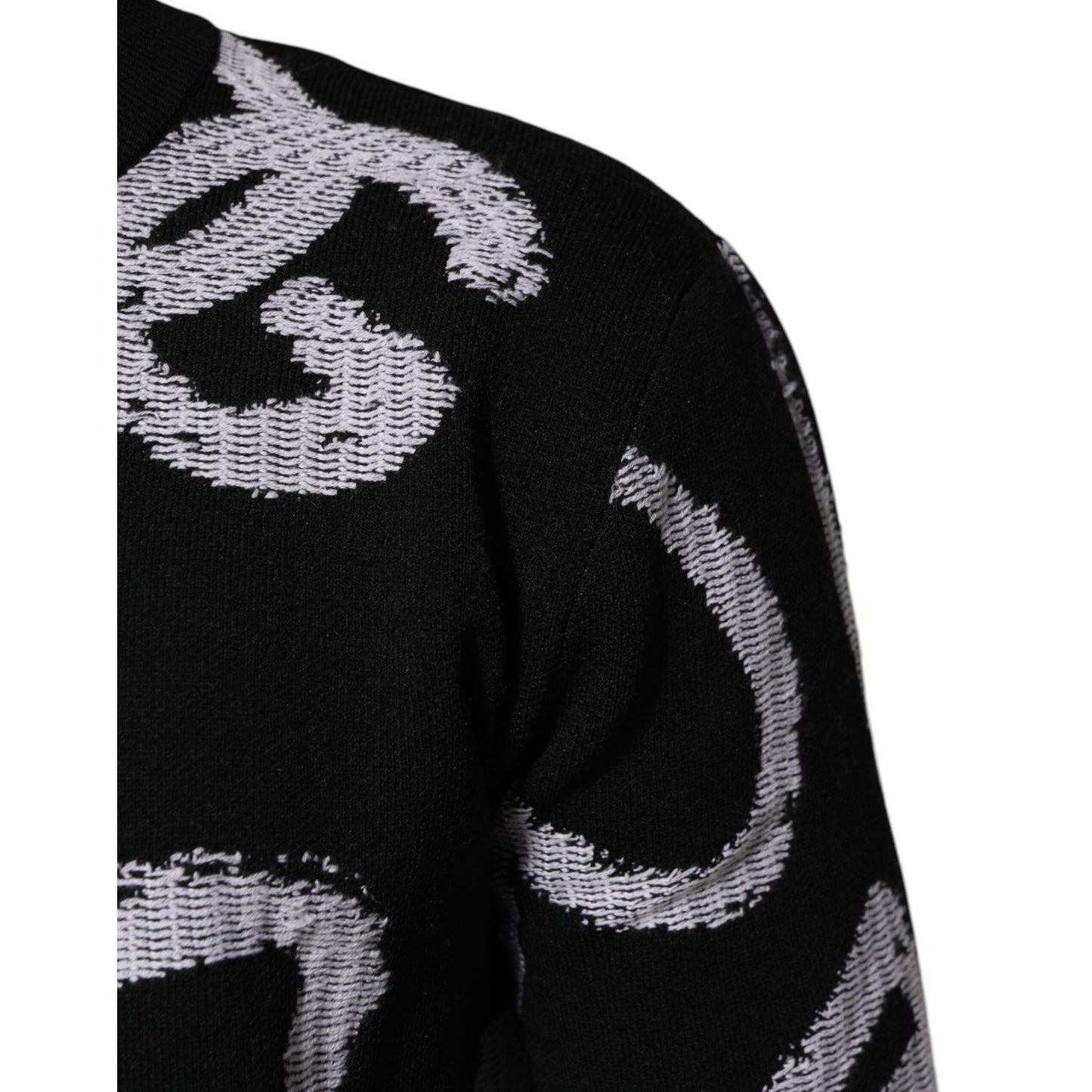 Dolce & Gabbana Black Nylon Wool Heart Print Pullover Sweater