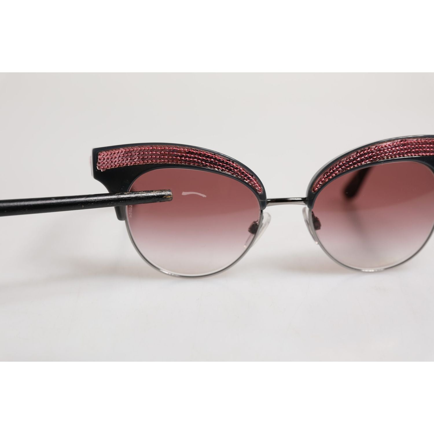 Dolce & Gabbana Black Pink Mirrored Cat Eye DG6109 Sequined Sunglasses