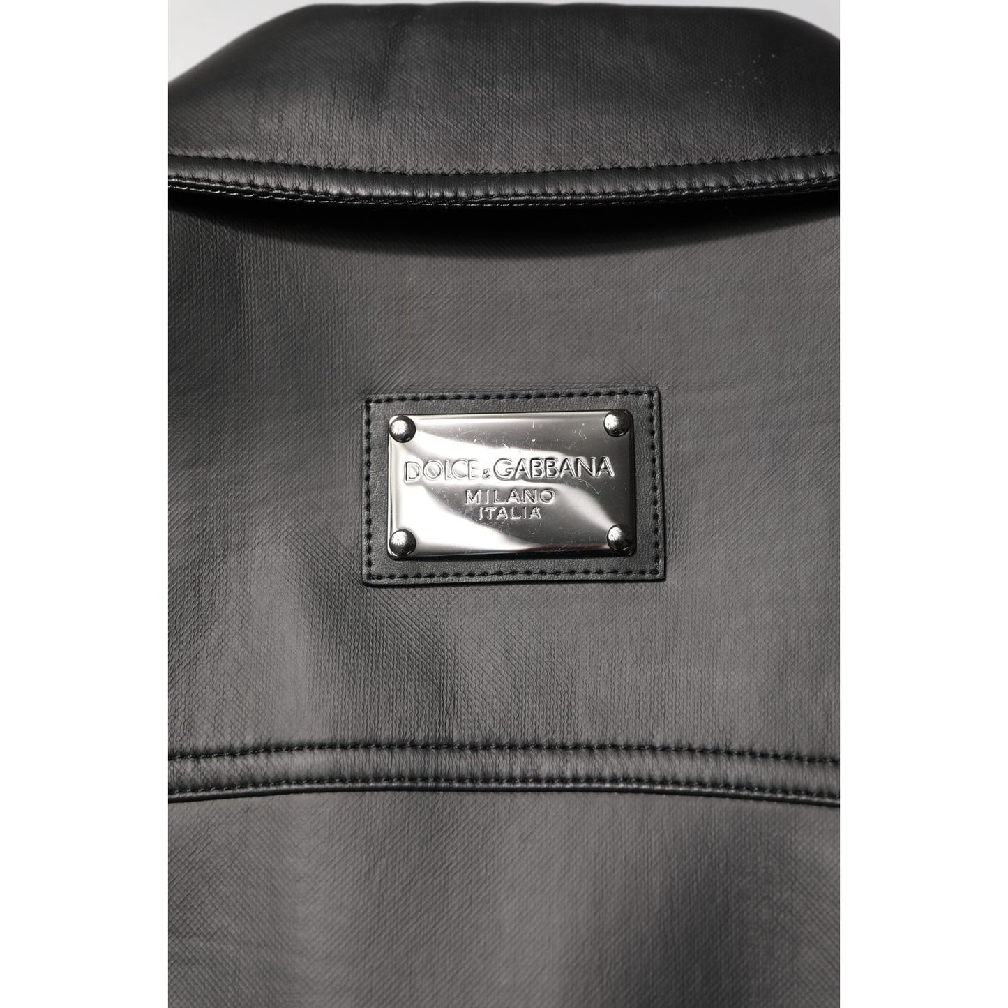 Dolce & Gabbana Black Polyester Button Down Biker Jacket