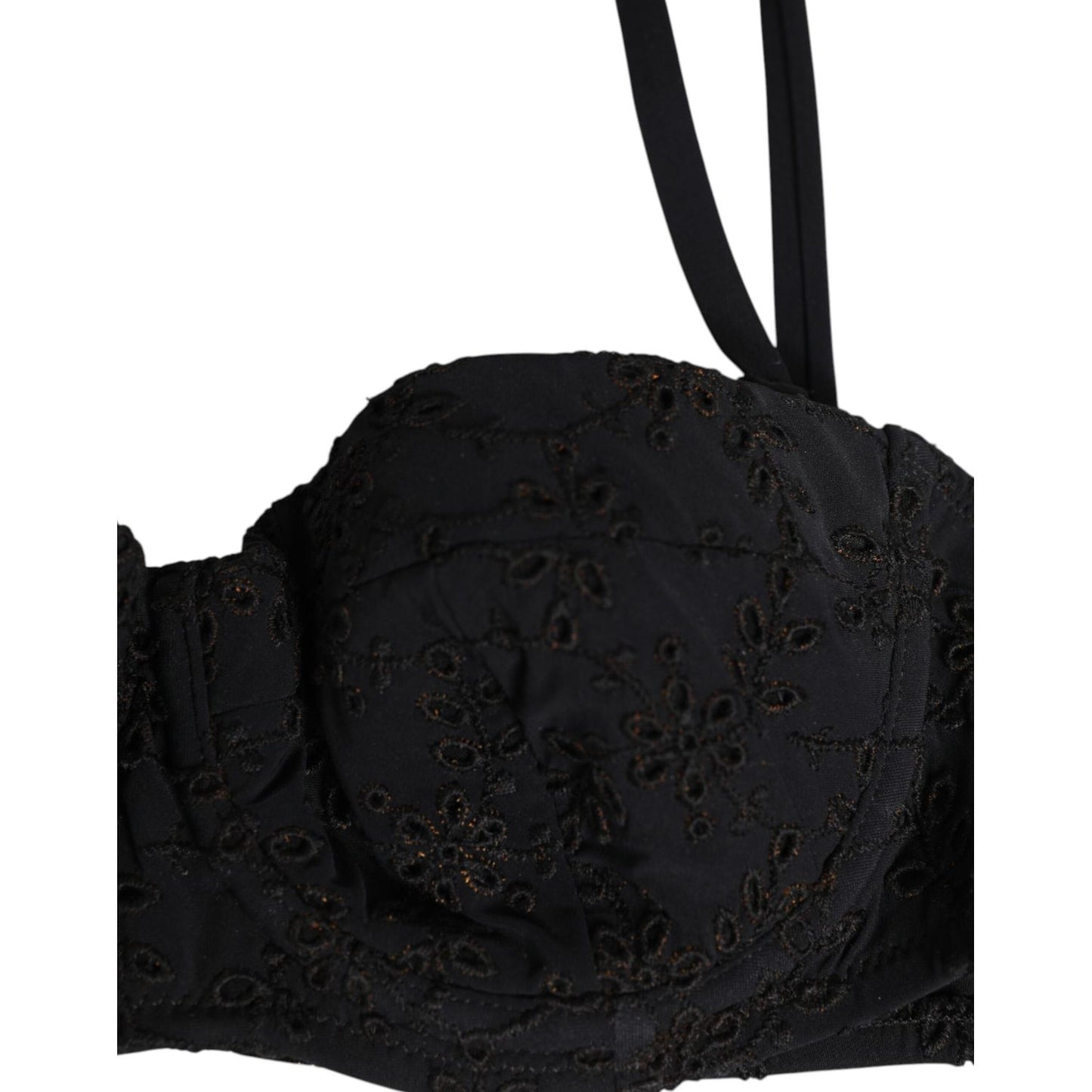 Dolce & Gabbana Black Polyester Embroidered Underwire Bra Underwear
