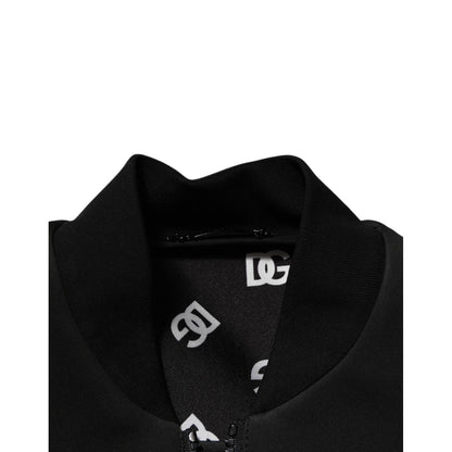 Dolce & Gabbana Black Polyester Logo Plaque Bomber Jacket