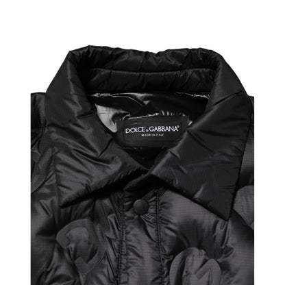 Dolce & Gabbana Black Quilted DG Logo Nylon Puffer Jacket