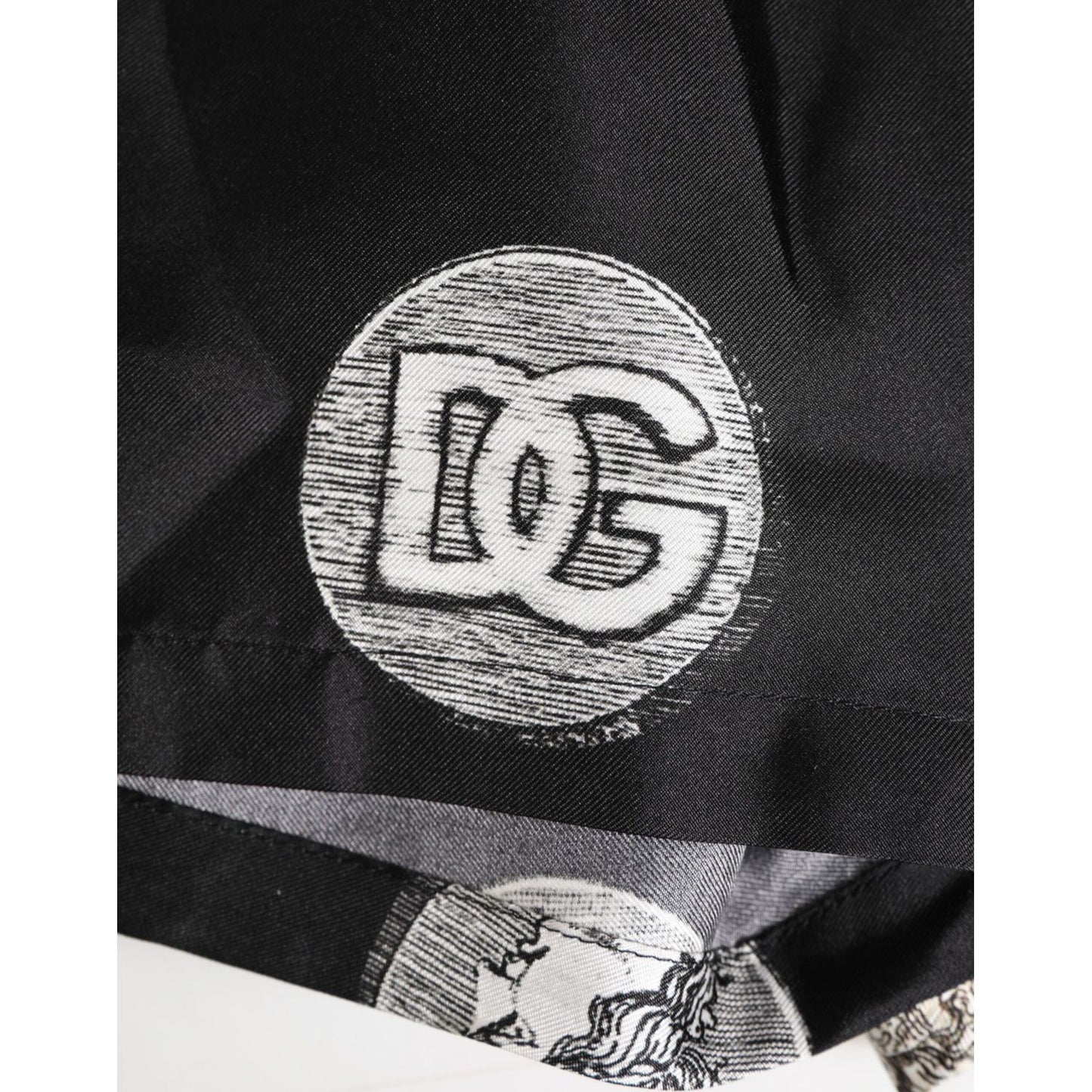 Dolce & Gabbana Black Silk Ancient Coin Print Boxer Short Swimwear