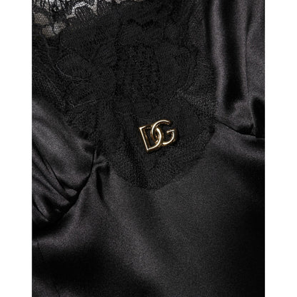 Dolce & Gabbana Black Silk Blend Lace Trim Sleeveless Mini Dress