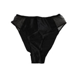 Dolce & Gabbana Black Silk Stretch High Waist Panty Underwear with logo detail, crafted in Italy for elegance and comfort.