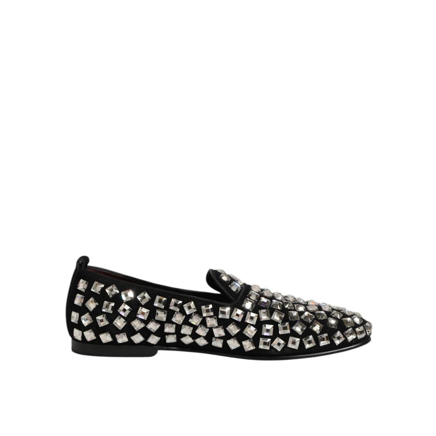 Dolce & Gabbana Black Suede Crystals Loafers Men Dress Shoes
