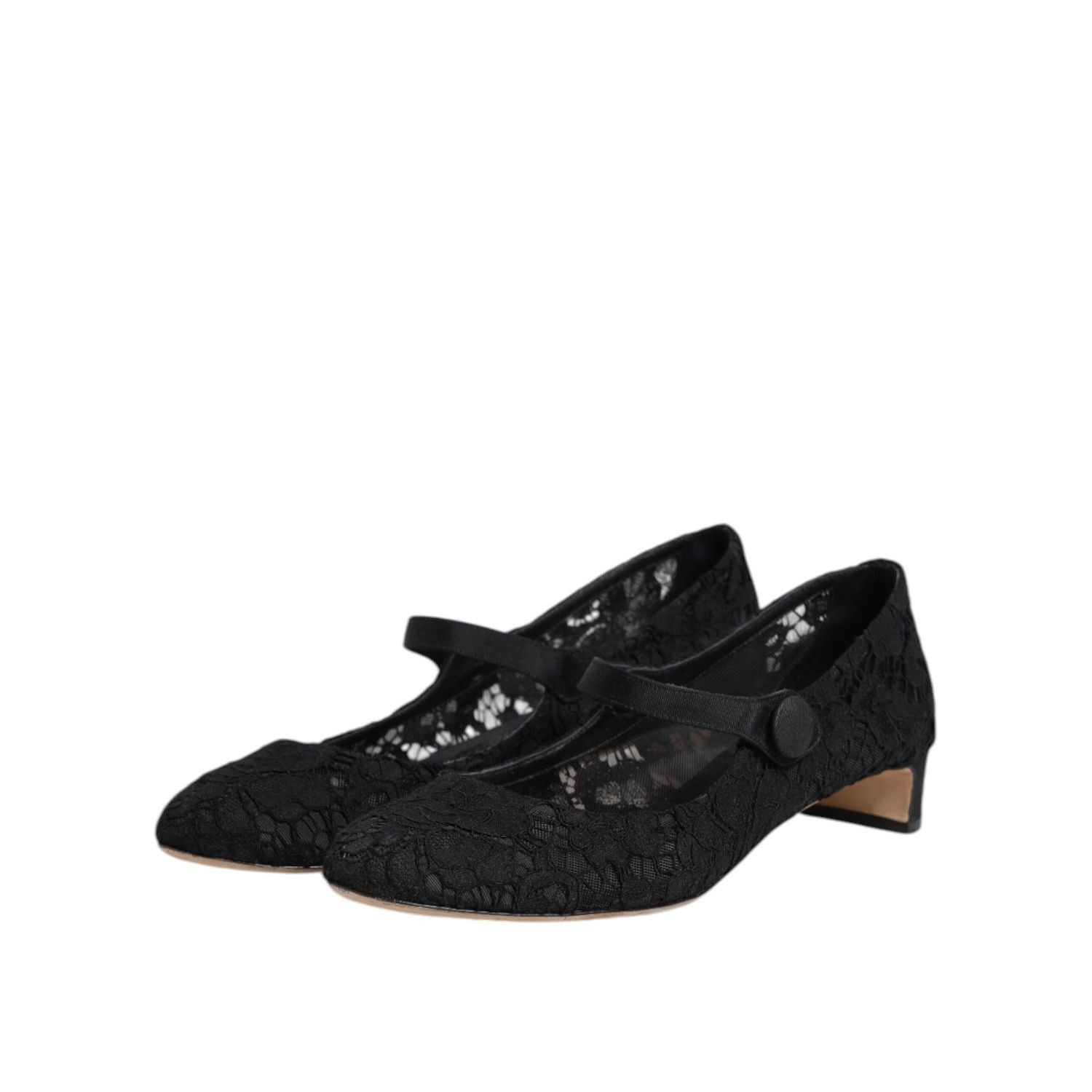 Dolce & Gabbana Black Vally Taormina Floral Lace Pumps Shoes