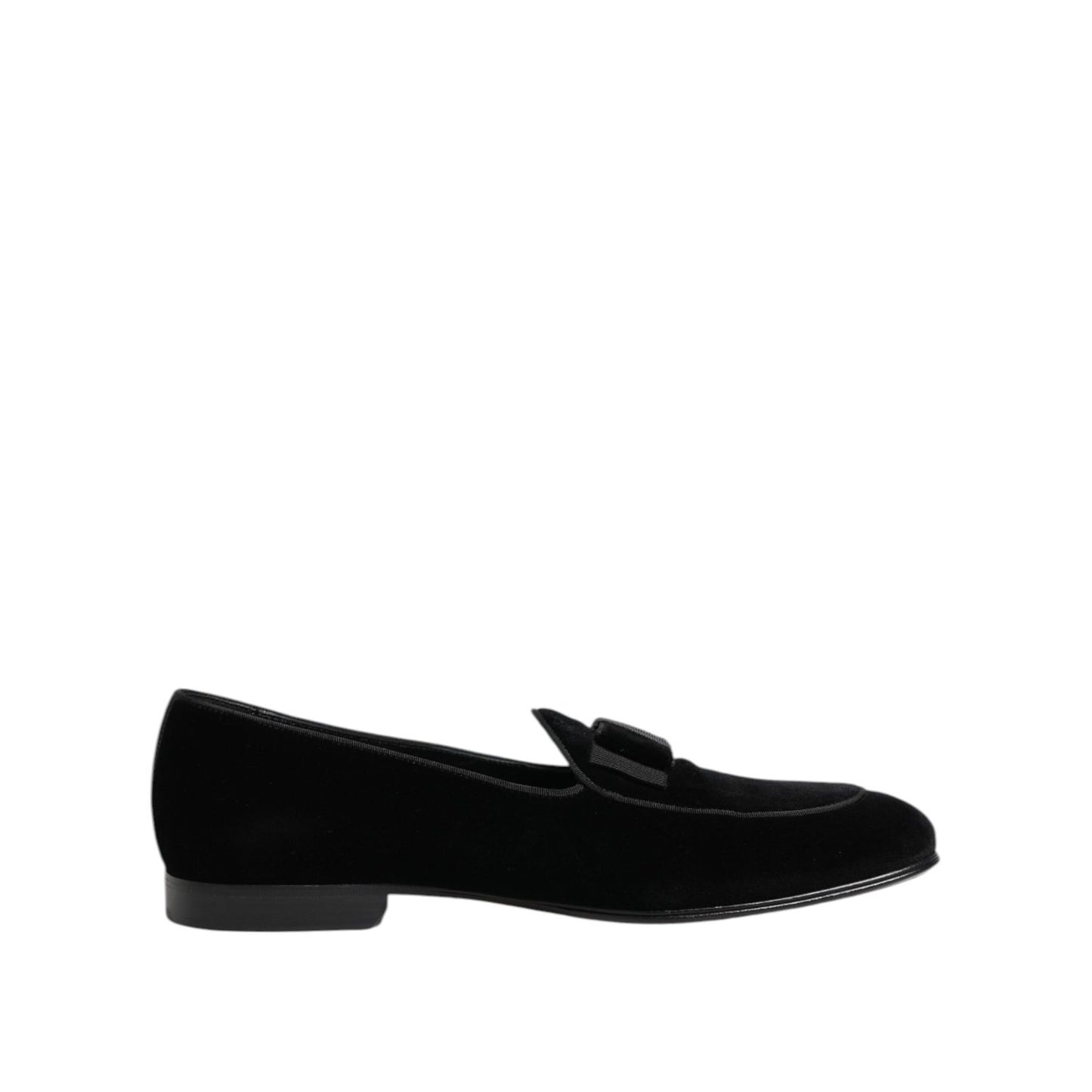 Dolce & Gabbana Black Velvet Loafers Formal Men Dress Shoes