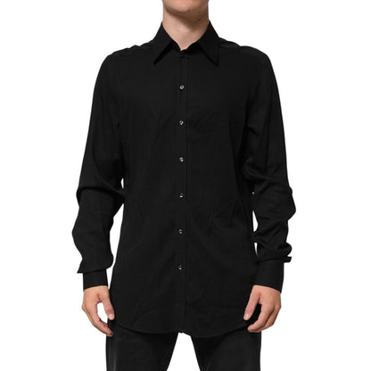 Dolce & Gabbana Black Viscose Long Sleeve Formal Dress Shirt