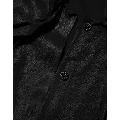 Dolce & Gabbana Black Viscose Long Sleeve Tie Neck Blouse Top