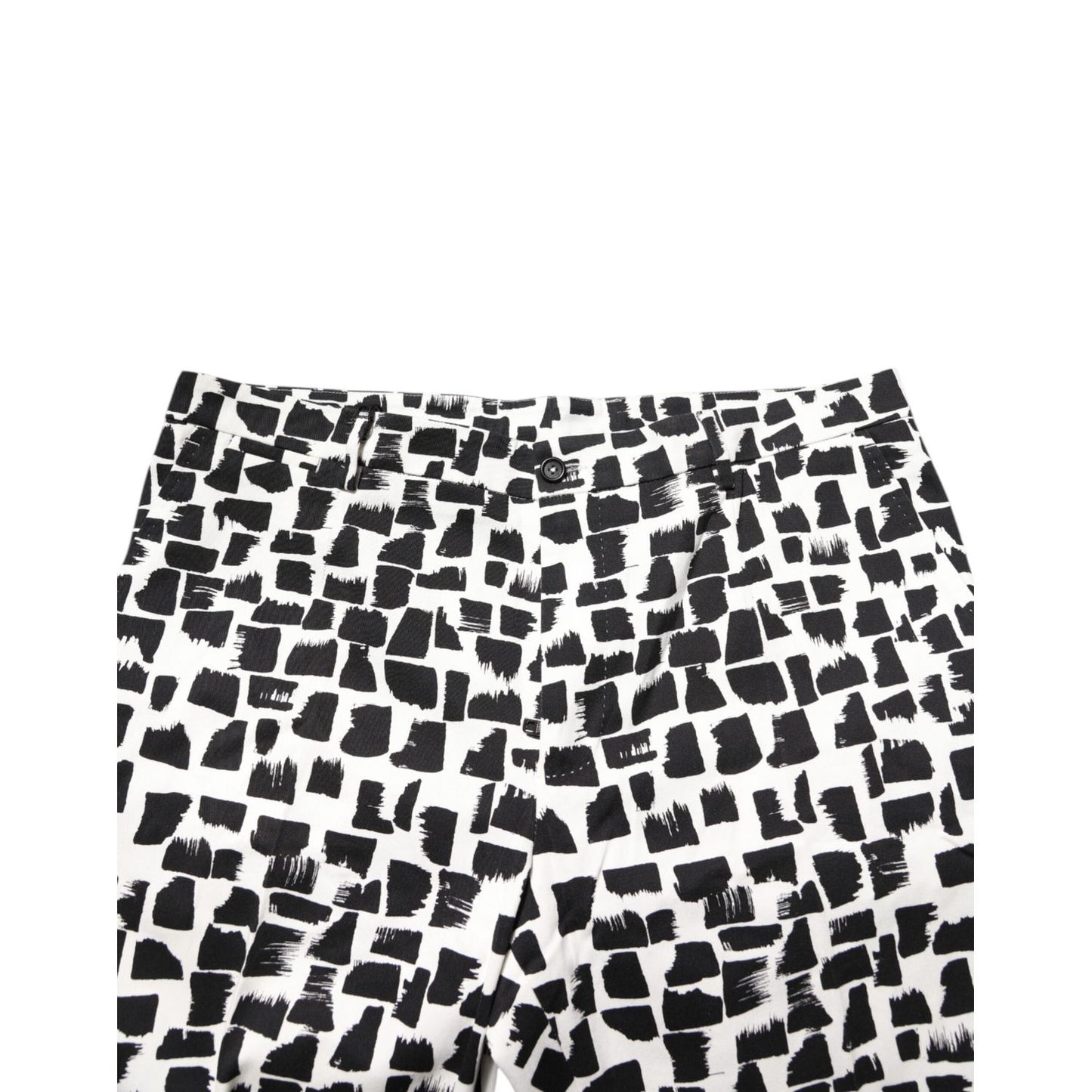Dolce & Gabbana Black White Abstract Print Cotton Blend Pants