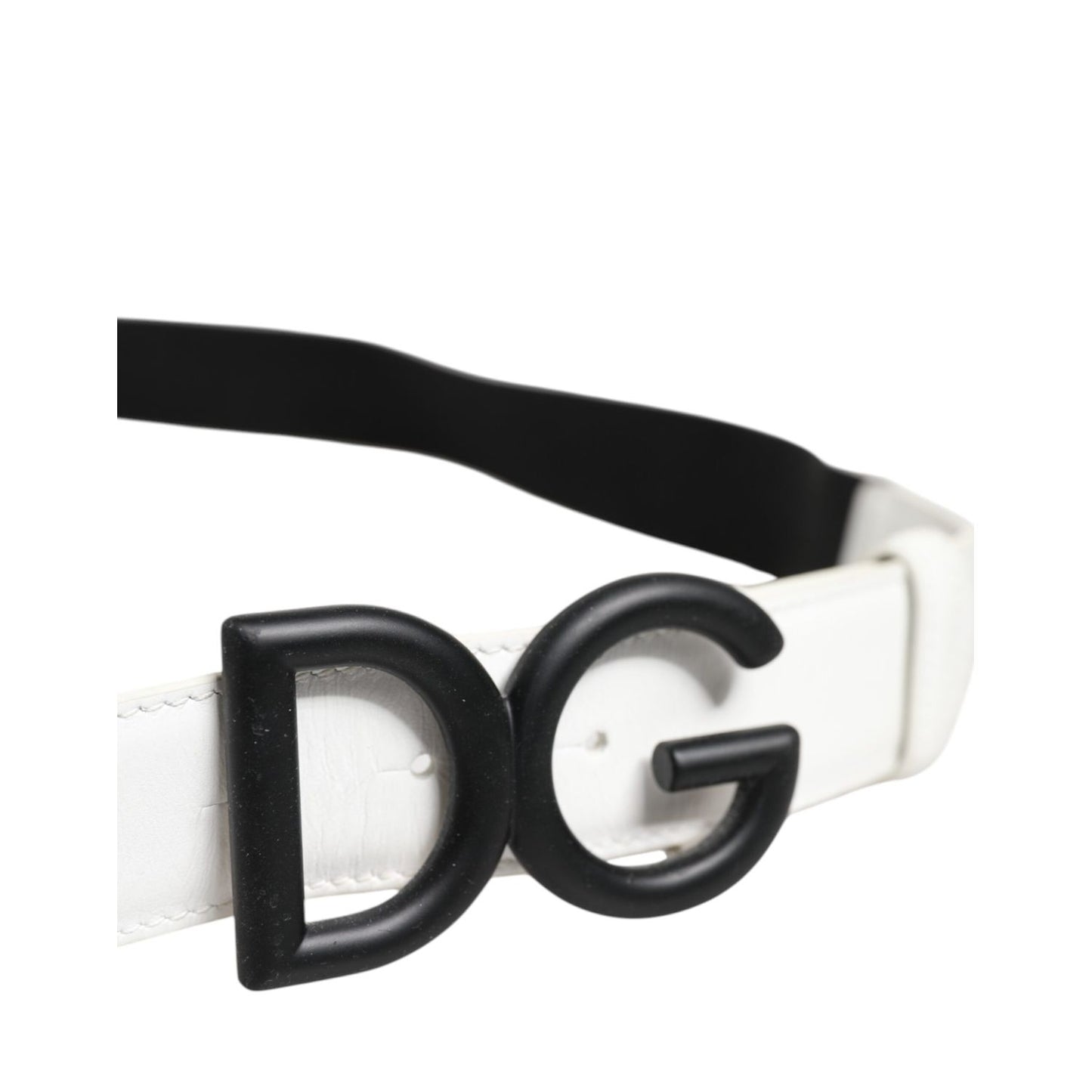 Dolce & Gabbana Black White Metal DG Logo Buckle Belt