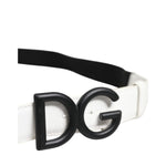 Dolce & Gabbana Black White Metal DG Logo Buckle Belt