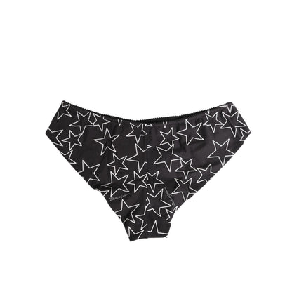 Dolce & Gabbana Black White Star Print Cotton Slip Panty Underwear