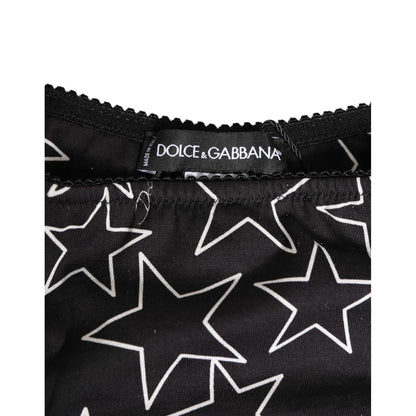Dolce & Gabbana Black White Star Print Cotton Slip Panty Underwear