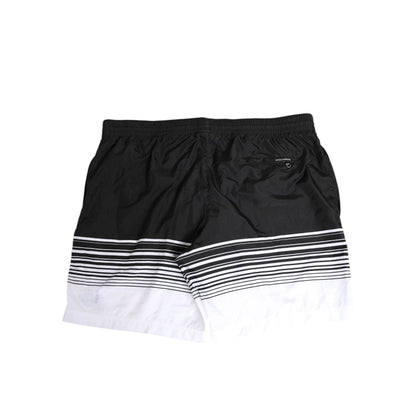 Dolce & Gabbana Black White Striped DG Logo Men Short Swimwear