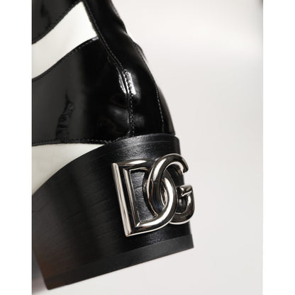 Dolce & Gabbana Black White Zebra Over The Calf Boots Shoes