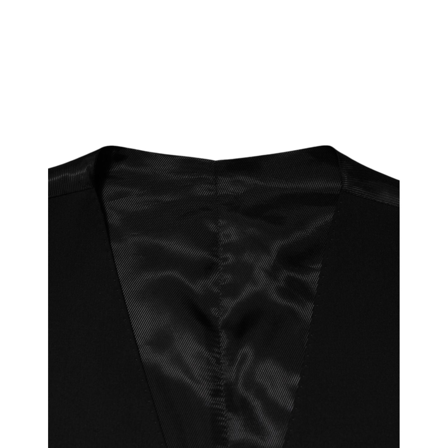 Dolce & Gabbana Black Wool Dress Formal Men Waistcoat Vest