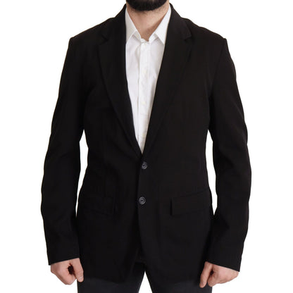 Dolce & Gabbana Black Wool Single Breasted Coat Blazer