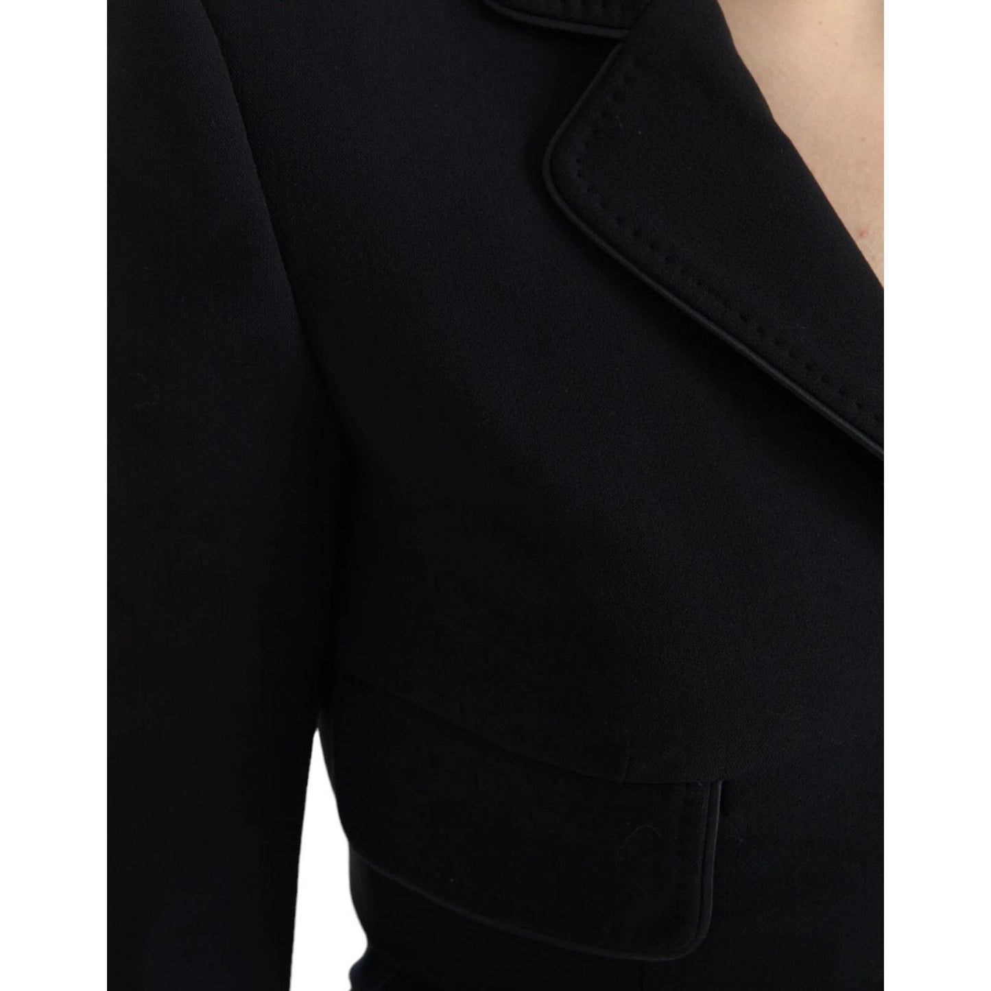 Dolce & Gabbana Black Wool Single Breasted Cropped Jacket
