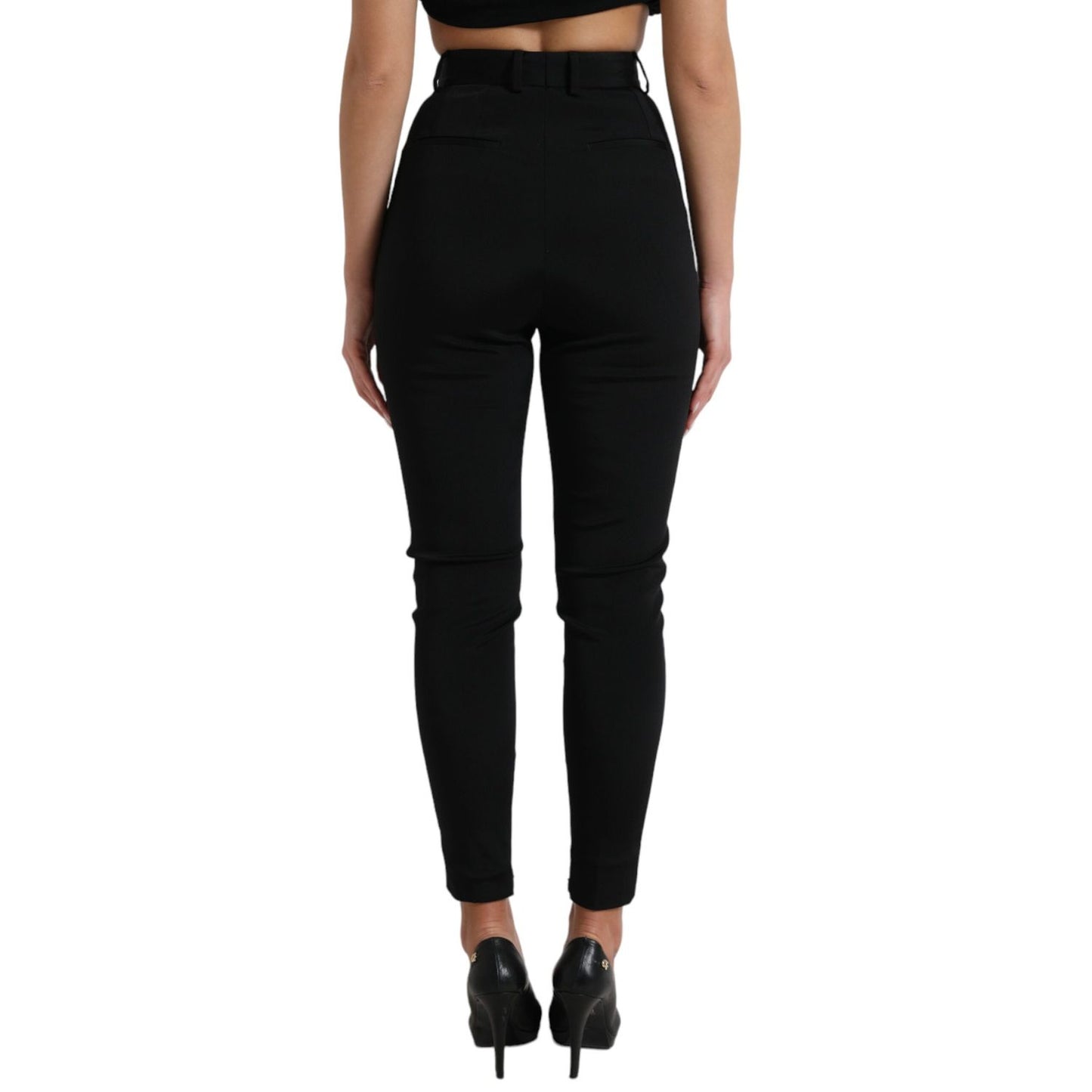 Dolce & Gabbana Black Wool Stretch High Waist Skinny Pants