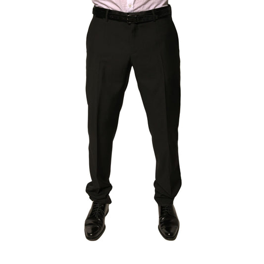 Dolce & Gabbana Black Wool Tapered Formal Dress Pants