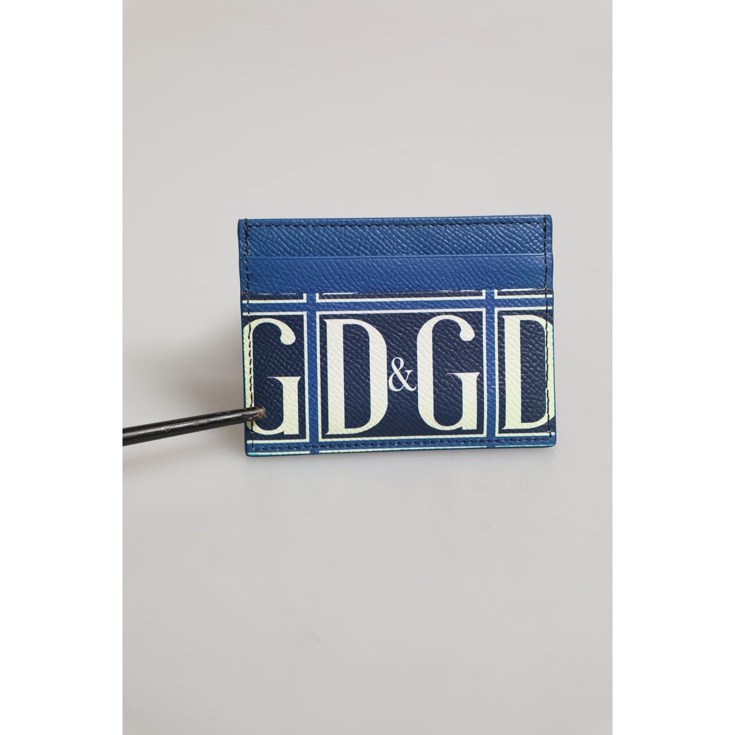Dolce & Gabbana Blue Calf Leather DG Logo Print Monogram Card Holder Wallet