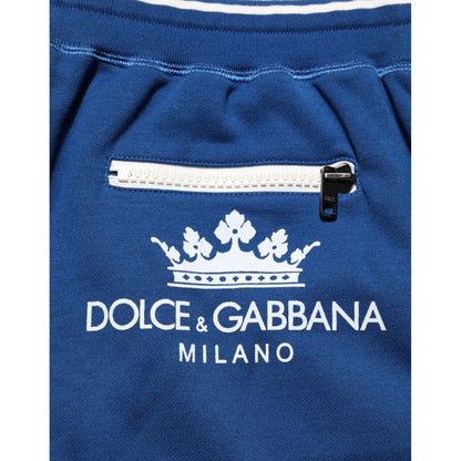 Dolce & Gabbana Blue Cotton Blend Bermuda Sweatpants Shorts