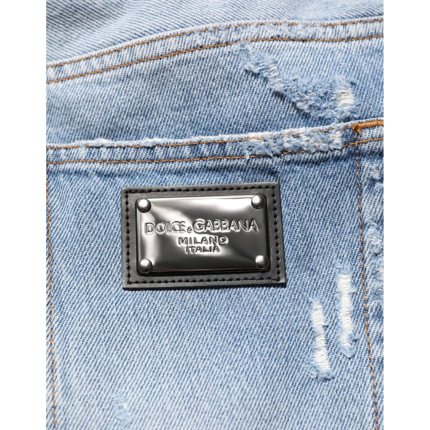 Dolce & Gabbana Blue Distressed Ripped Denim Pants Jeans