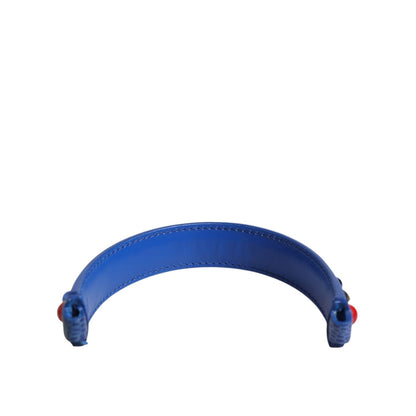 Dolce & Gabbana Blue Embellished Leather Bag Handle Women Shoulder Strap