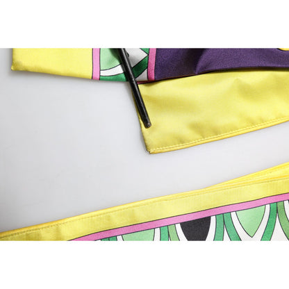 Dolce & Gabbana Blue Floral Print Silk Long Sleeves Wrap Robe