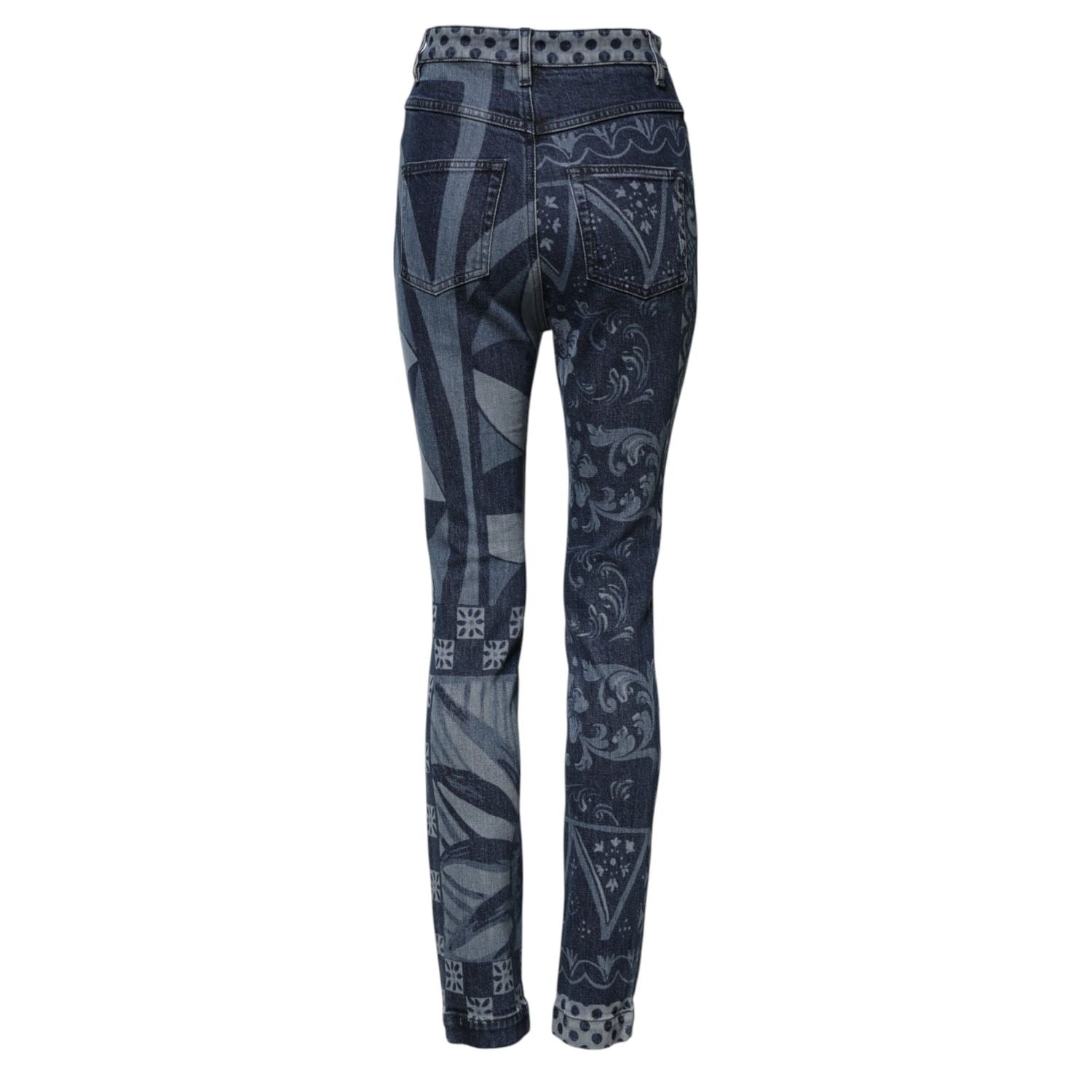 Dolce & Gabbana Blue Graphic Print Cotton Skinny Denim Jeans