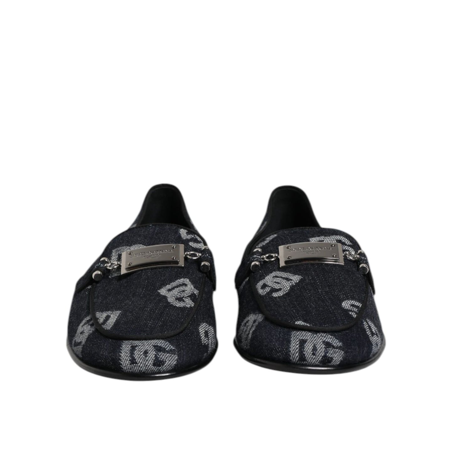 Dolce & Gabbana Blue Logo Cotton Loafers Formal Dress Shoes