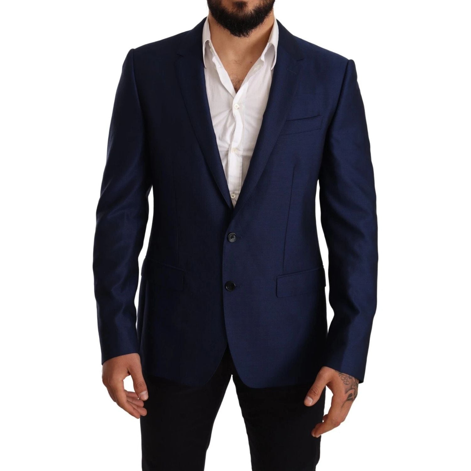 Dolce & Gabbana Blue MARTINI Wool Slim Fit Coat Blazer