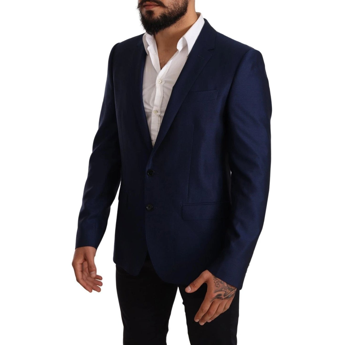 Dolce & Gabbana Blue MARTINI Wool Slim Fit Coat Blazer