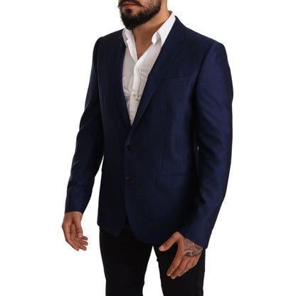 Dolce & Gabbana Blue MARTINI Wool Slim Fit Coat Blazer