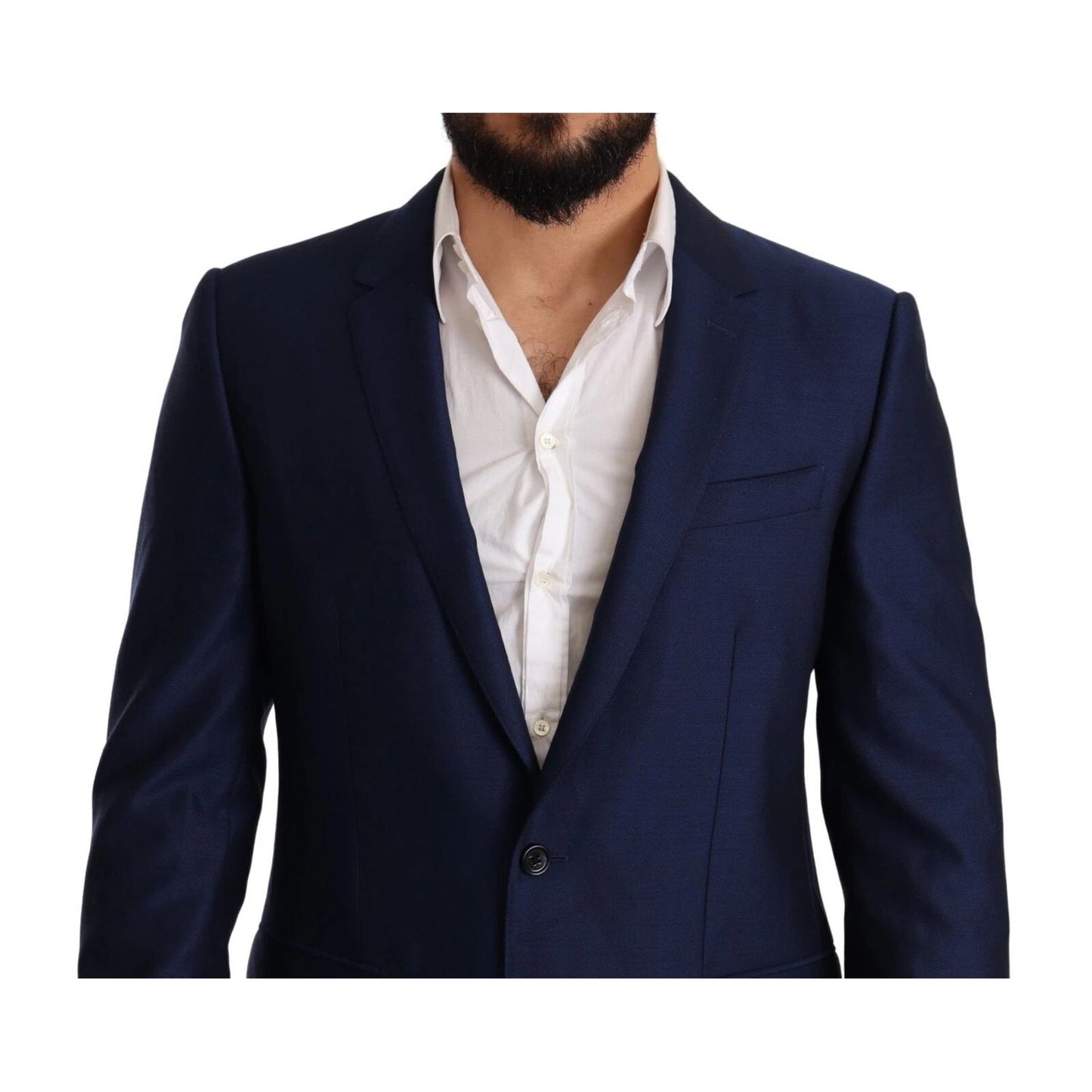 Dolce & Gabbana Blue MARTINI Wool Slim Fit Coat Blazer