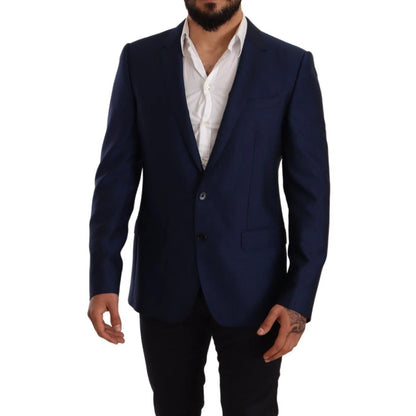 Dolce & Gabbana Blue MARTINI Wool Slim Fit Coat Blazer