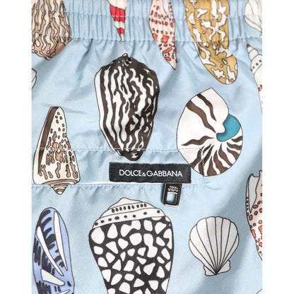 Dolce & Gabbana Blue Seashell Print Nylon Men Shorts Swimwear