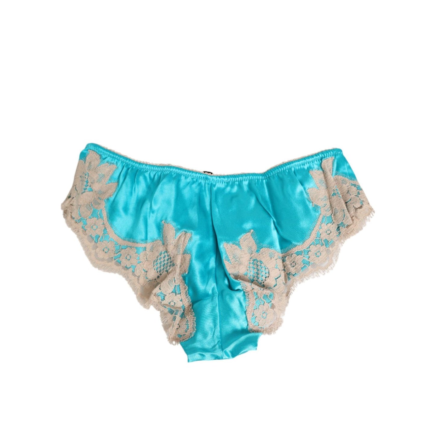 Dolce & Gabbana Blue Silk Satin Lace Trim New Slip Underwear