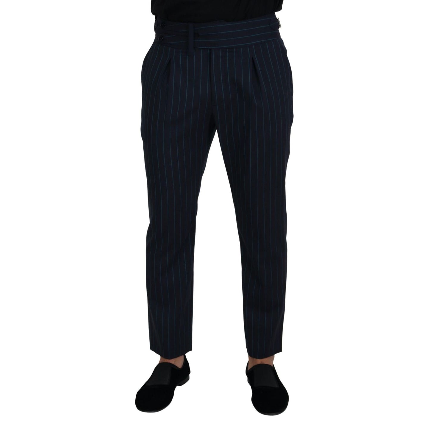 Dolce & Gabbana Blue Striped Men Formal Pants