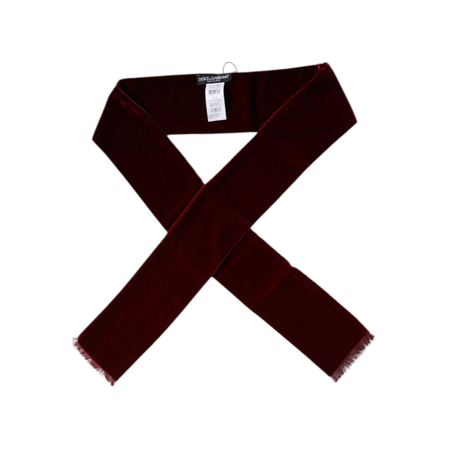 Dolce & Gabbana Bordeaux Cotton Silk Fringe Shawl Wrap Scarf