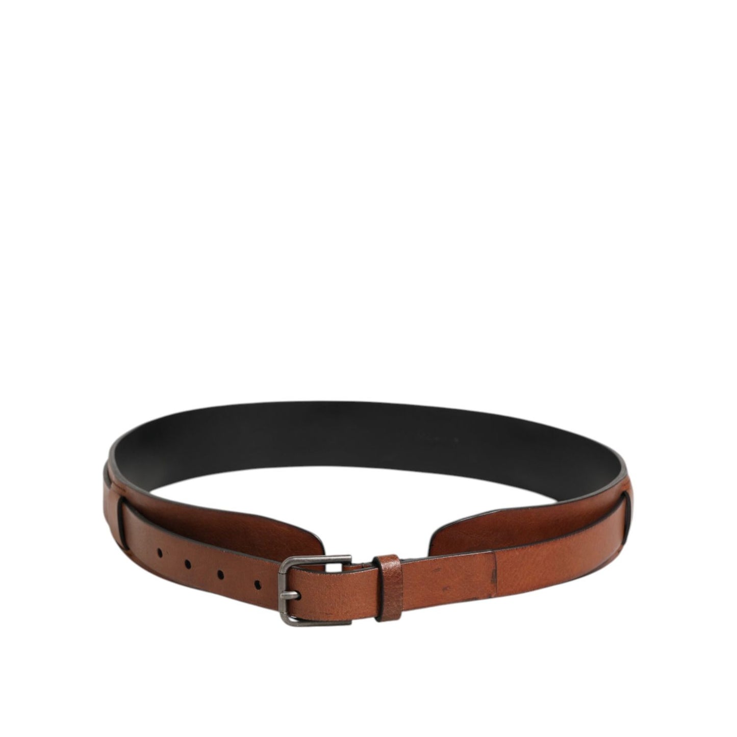Dolce & Gabbana Brown Classic Gold Metal Logo Buckle Men Belt