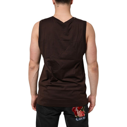 Dolce & Gabbana Brown Cotton Sleeveless Underwear Men Tank Top