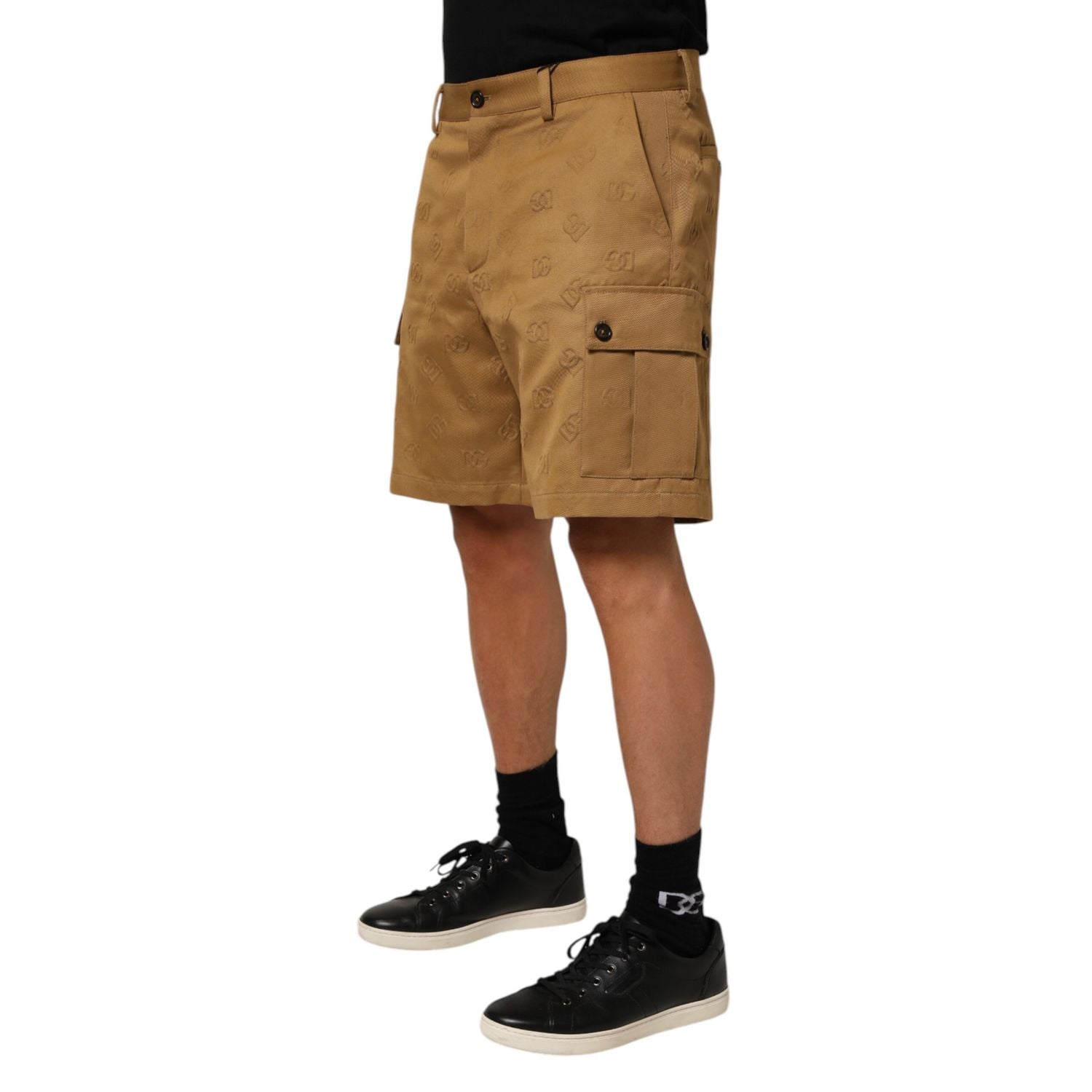 Dolce & Gabbana Brown Cotton Stretch Logo CargoBermuda Shorts