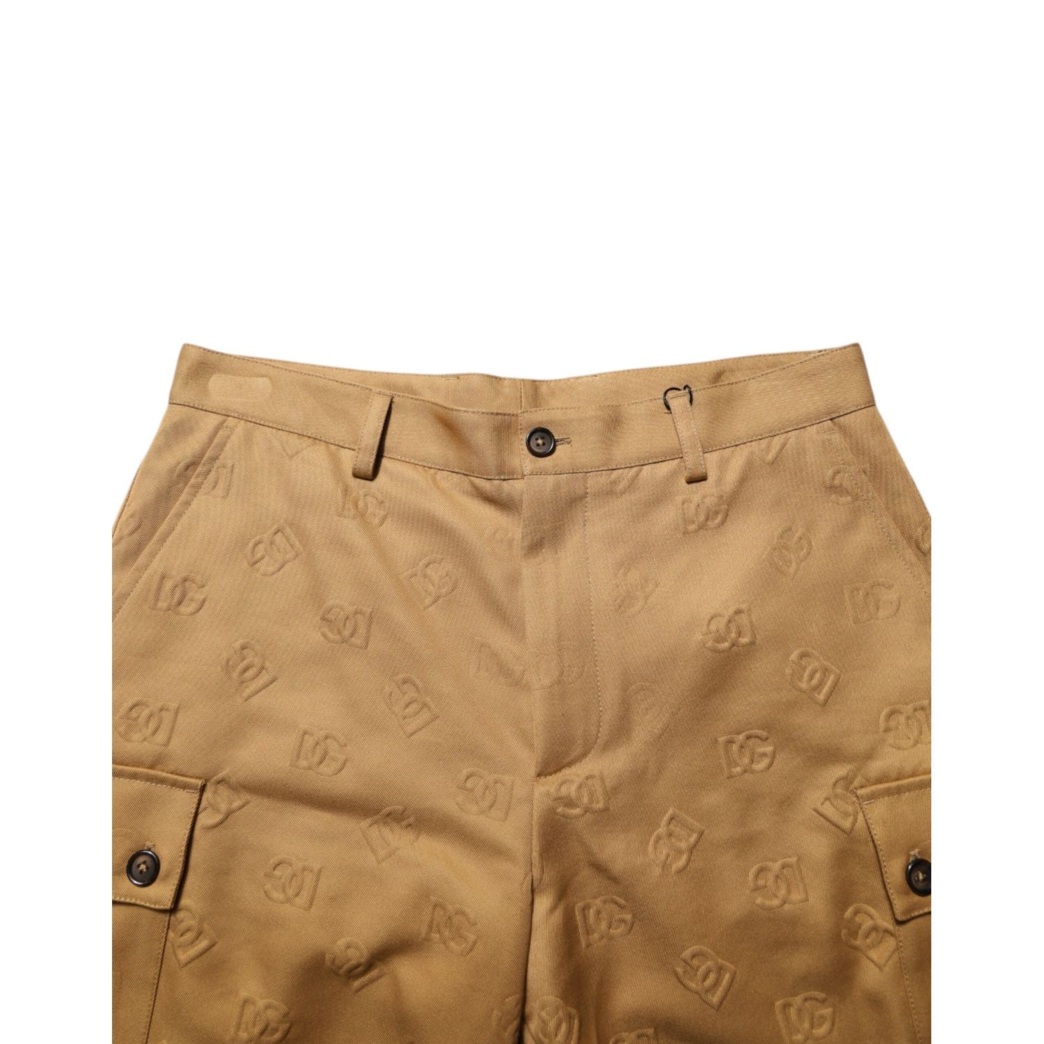Dolce & Gabbana Brown Cotton Stretch Logo CargoBermuda Shorts
