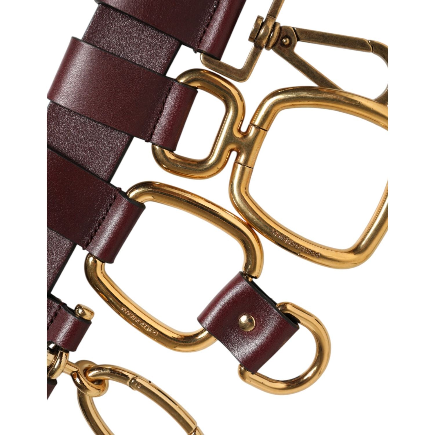 Dolce & Gabbana Brown Key Ring Clip Attachments Buckle Belt