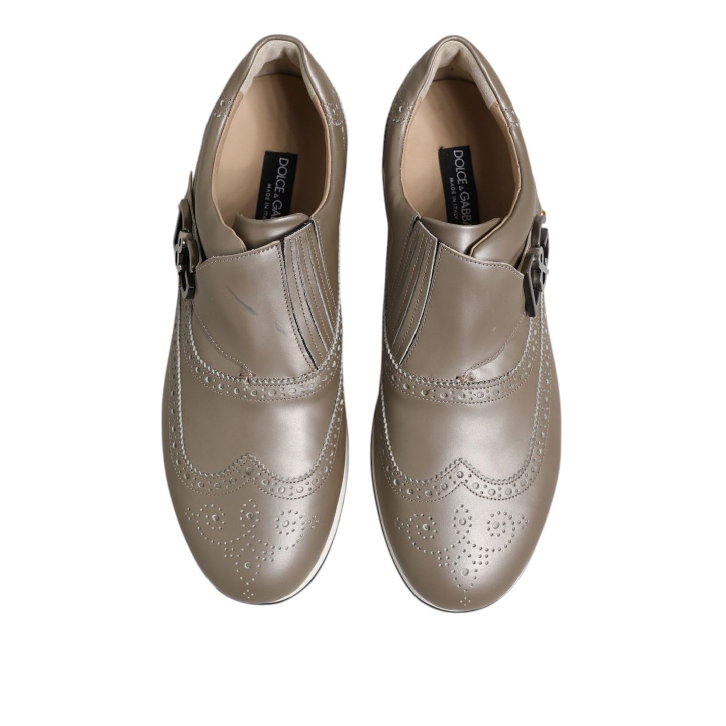 Dolce & Gabbana Brown Leather Men Low Top Sneakers Shoes