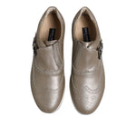 Dolce & Gabbana Brown Leather Men Low Top Sneakers Shoes